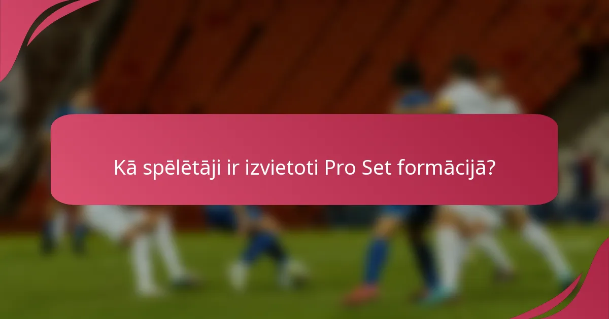 Kā spēlētāji ir izvietoti Pro Set formācijā?