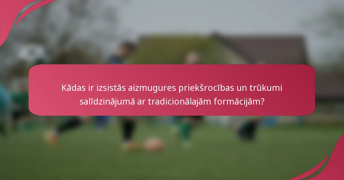 Kādas ir izsistās aizmugures priekšrocības un trūkumi salīdzinājumā ar tradicionālajām formācijām?